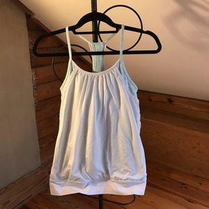 Ivivva Athletica White Teal Bra Tank Top, GUC, 14